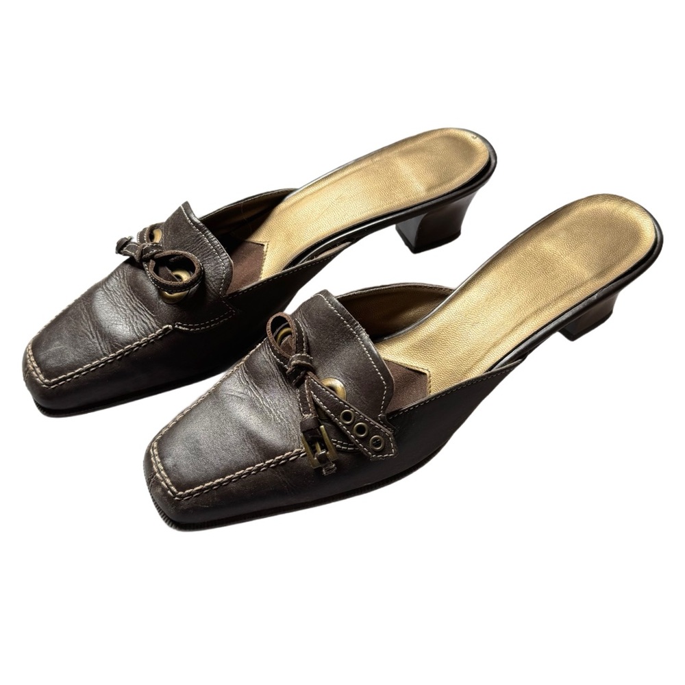 Comfortable Brown Leather Women's Mules